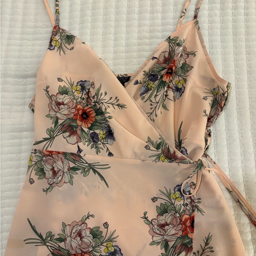 Topshop Pink Floral Wrap Dress
